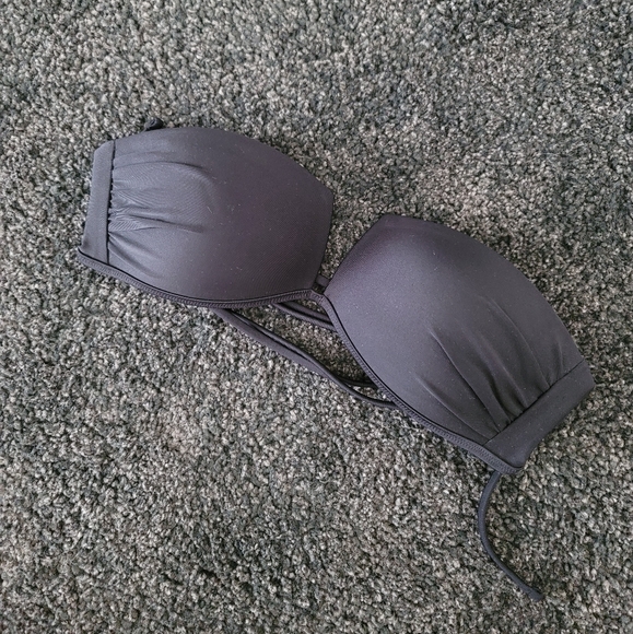 NWOT Aerie XS adjustable black swim strapless bandeau - Picture 2 of 8
